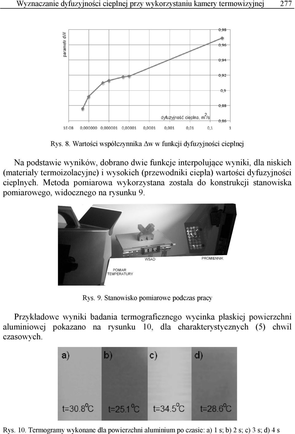 (przewodniki ciepła) wartości dyfuzyjności cieplnych. Metoda pomiarowa wykorzystana została do konstrukcji stanowiska pomiarowego, widocznego na rysunku 9.