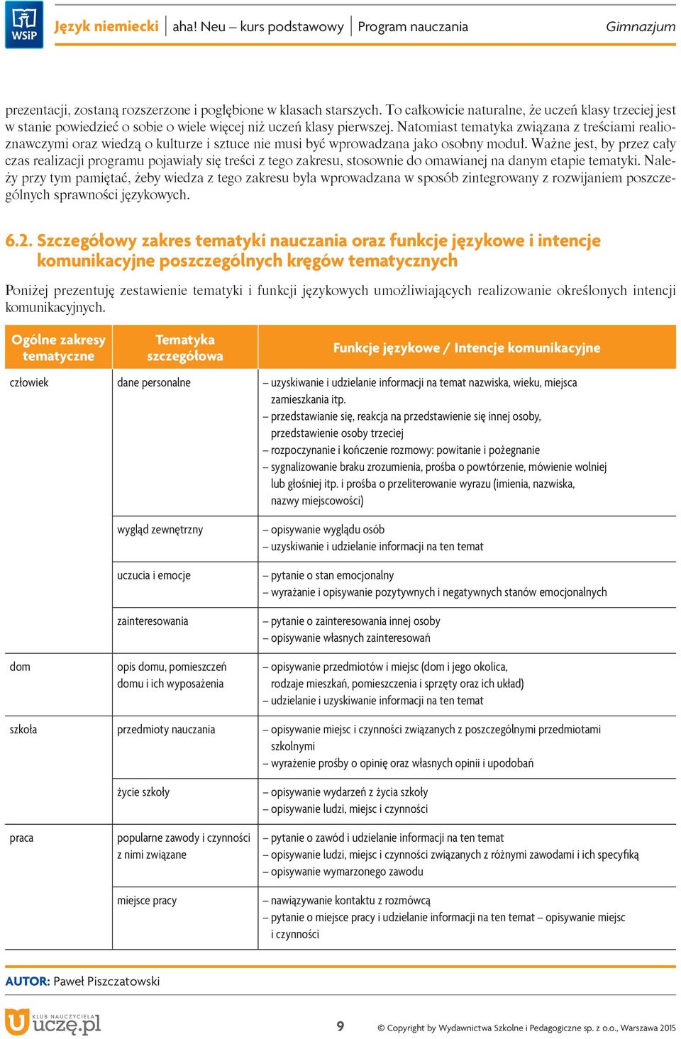 Ważne jest, by przez cały czas realizacji programu pojawiały się treści z tego zakresu, stosownie do omawianej na danym etapie tematyki.