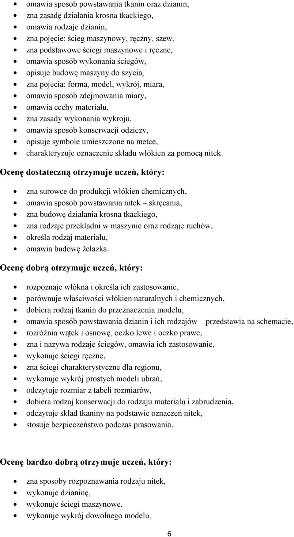 omawia sposób konserwacji odzieży, opisuje symbole umieszczone na metce, charakteryzuje oznaczenie składu włókien za pomocą nitek.