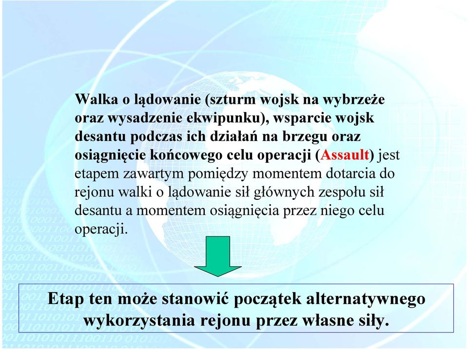 momentem dotarcia do rejonu walki o lądowanie sił głównych zespołu sił desantu a momentem osiągnięcia