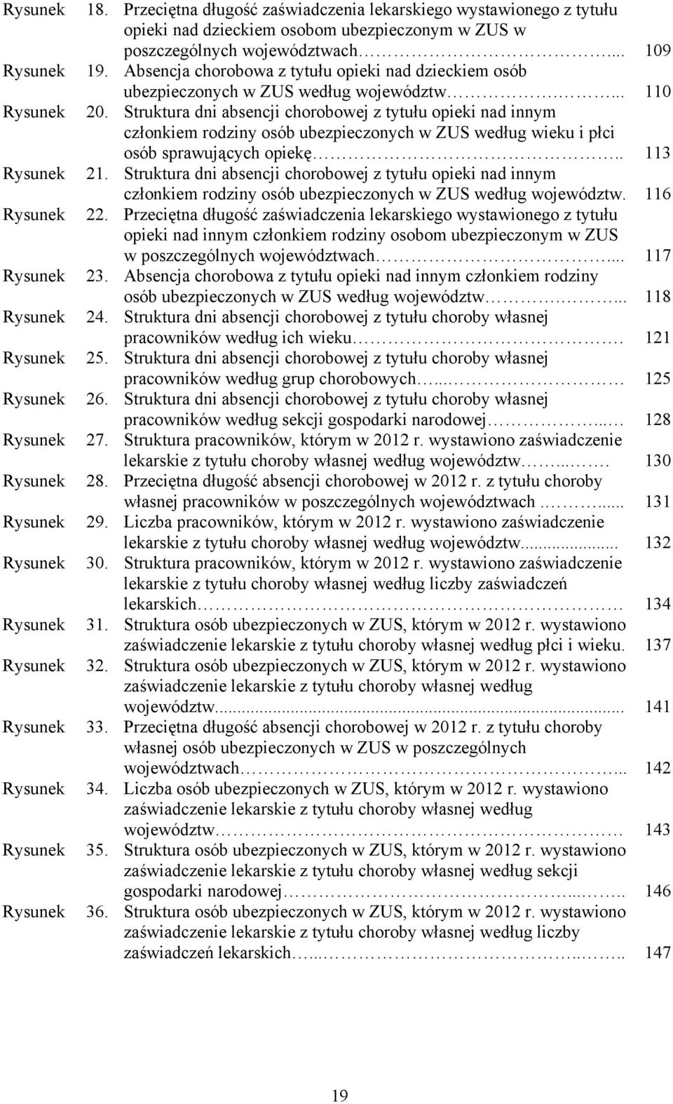 Absencja chorobowa z tytułu opieki nad dzieckiem osób ubezpieczonych w ZUS według województw.... 110 20.