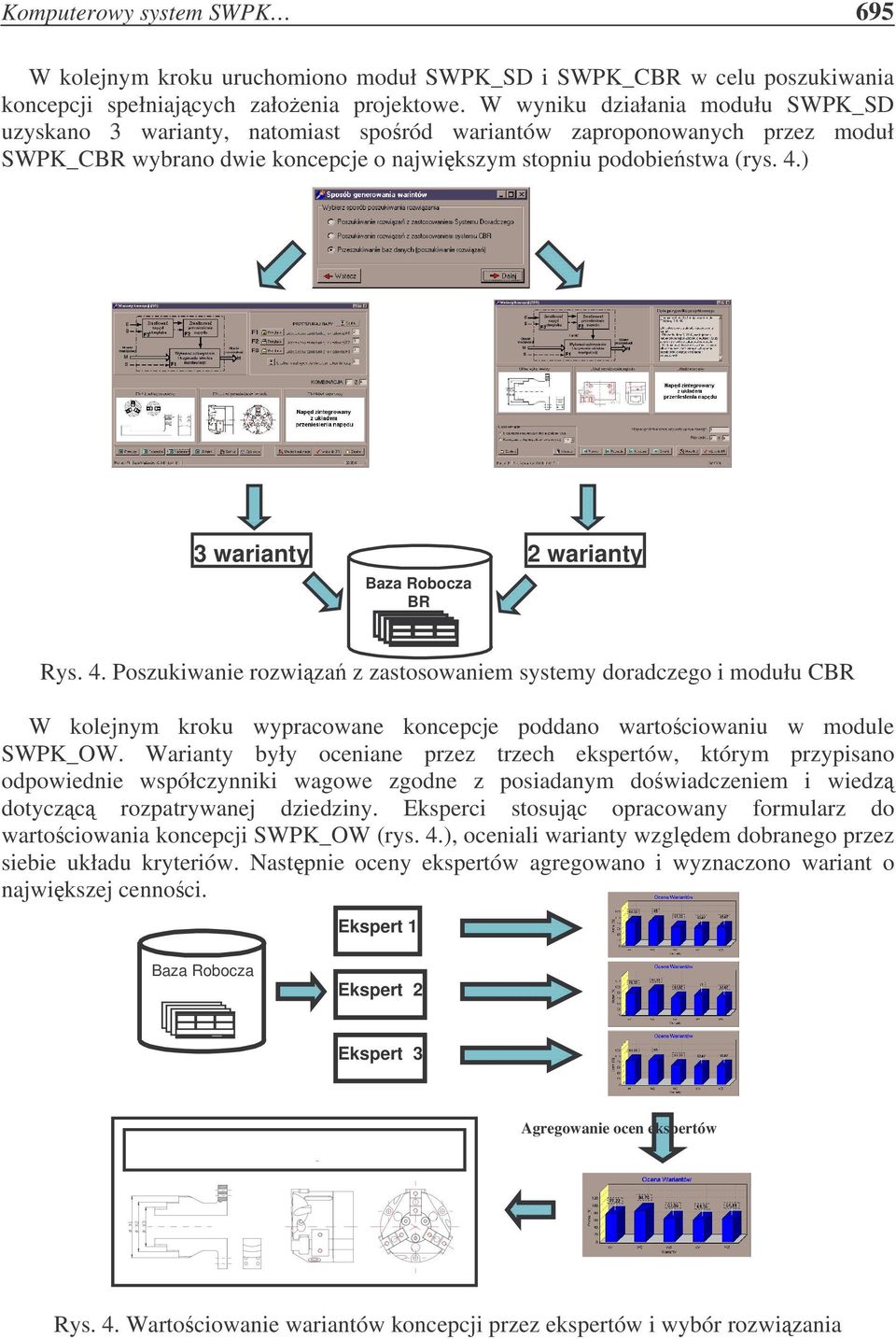 ) 3 warianty 2 warianty Robocza BR Rys. 4. Poszukiwanie rozwiza z zastosowaniem systemy doradczego i modułu CBR W kolejnym kroku wypracowane koncepcje poddano wartociowaniu w module SWPK_OW.