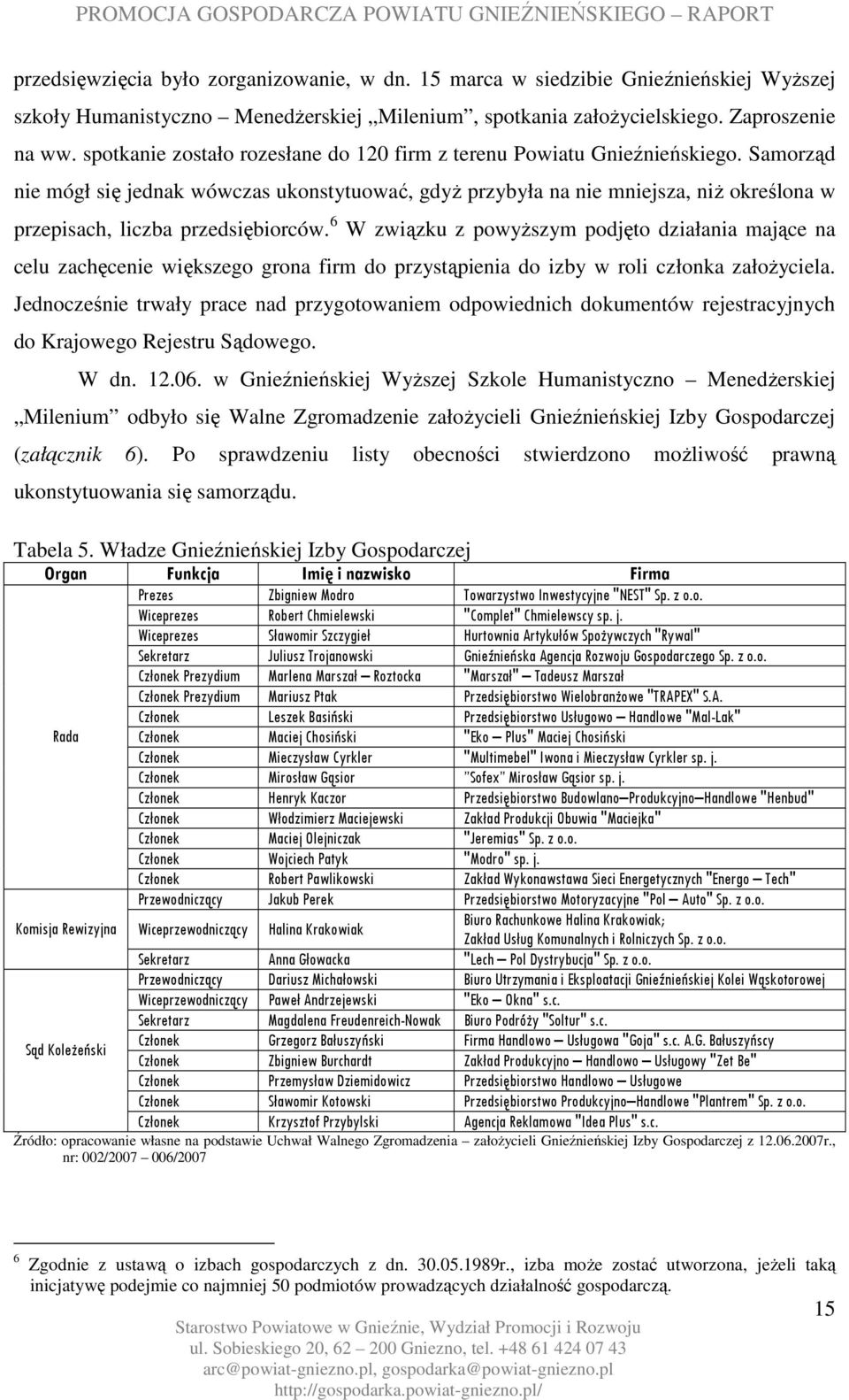 Samorząd nie mógł się jednak wówczas ukonstytuować, gdyż przybyła na nie mniejsza, niż określona w przepisach, liczba przedsiębiorców.