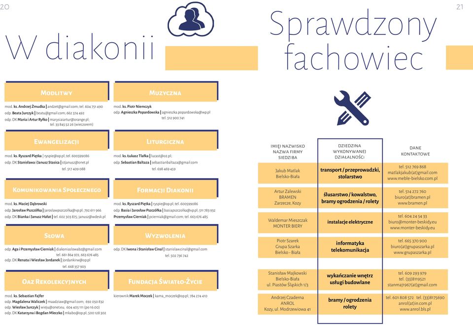 pl; tel. 600599086 odp. DK Stanisława i Janusz Stasica stjanusz@onet.pl tel. 517 409 088 Liturgiczna mod. ks. Łukasz Tlałka lucast@o2.pl; odp. Sebastian Baltaza sebastianbaltaza@gmail.com tel.