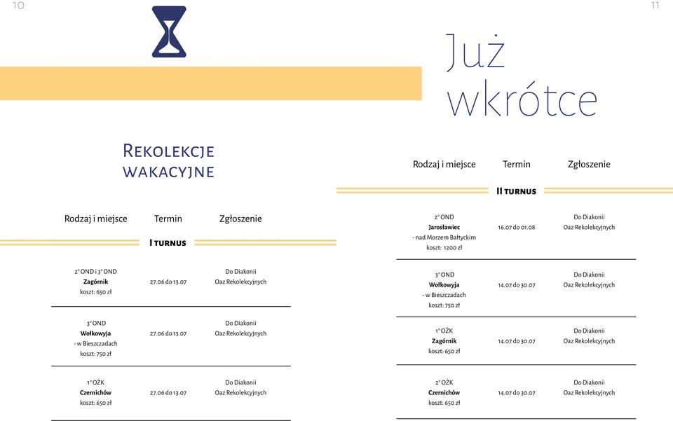 07 3 OND Wołkowyja - w Bieszczadach koszt: 750 zł 14.07 do 30.07 3 OND Wołkowyja - w Bieszczadach koszt: 750 zł 27.06 do 13.