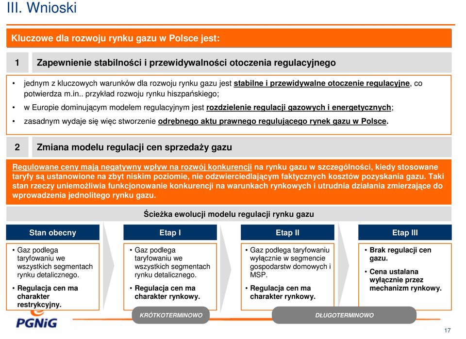 . przykład rozwoju rynku hiszpańskiego; w Europie dominującym modelem regulacyjnym jest rozdzielenie regulacji gazowych i energetycznych; zasadnym wydaje się więc stworzenie odrębnego aktu prawnego