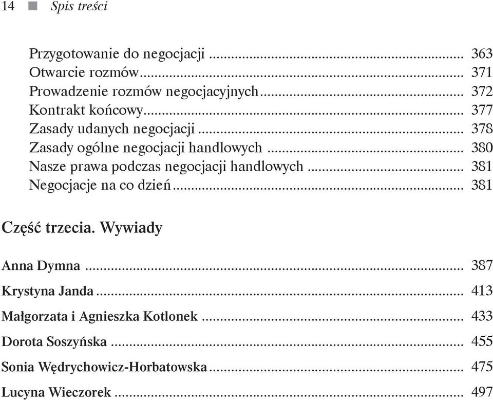 .. 380 Nasze prawa podczas negocjacji handlowych... 381 Negocjacje na co dzień... 381 Część trzecia. Wywiady Anna Dymna.