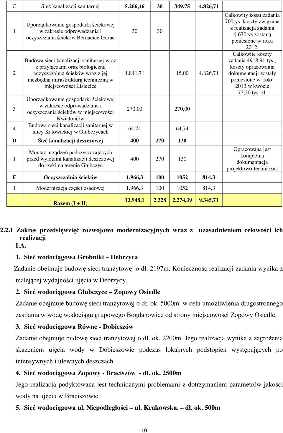 oczyszczalnią ścieków wraz z jej niezbędną infrastrukturą techniczną w miejscowości Lisięcice Uporządkowanie gospodarki ściekowej w zakresie odprowadzania i oczyszczania ścieków w miejscowości