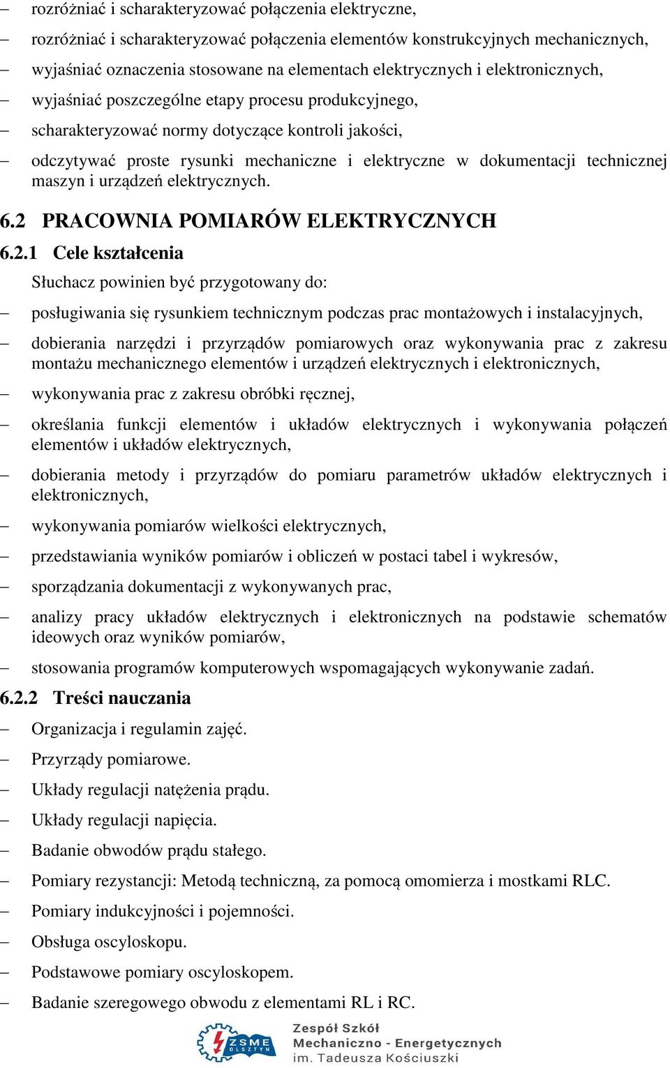 maszyn i urządzeń elektrycznych. 6.2 