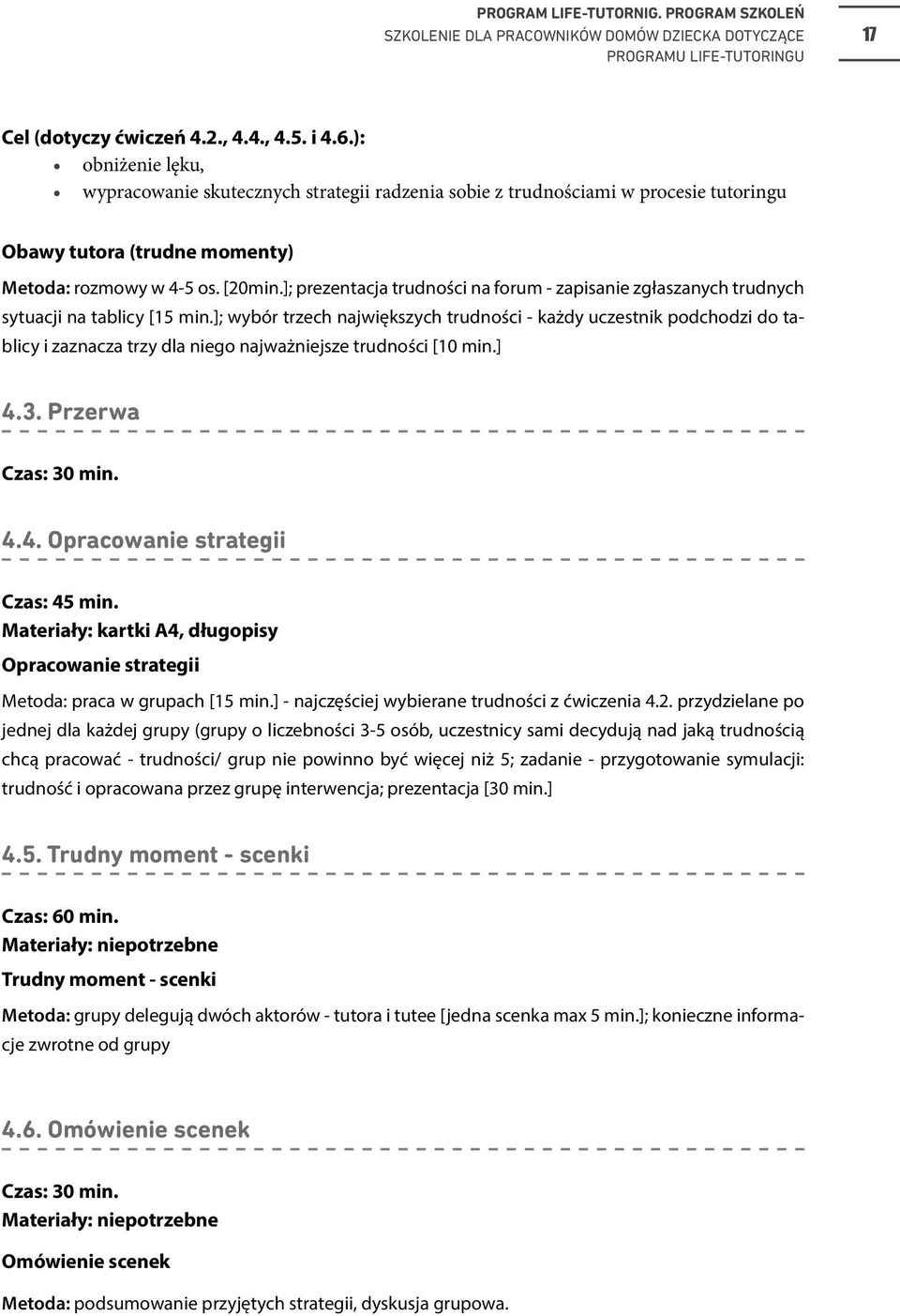 ]; prezentacja trudności na forum - zapisanie zgłaszanych trudnych sytuacji na tablicy [15 min.