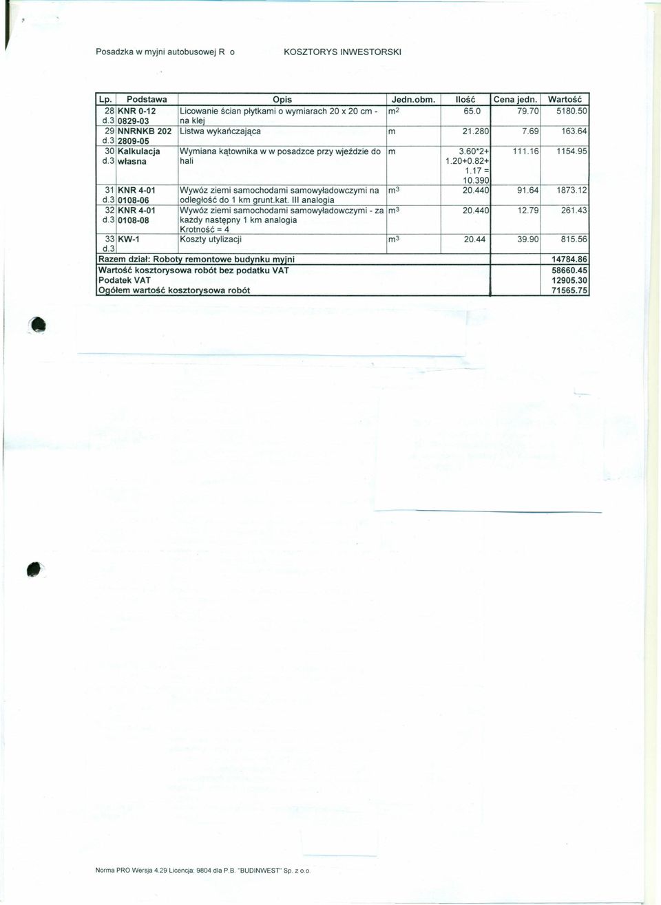 390 3 KNR 4-0 Wywóz ziei saochodai saowyładowczyi na 20.440 9.64 873.2 d.3 008-06 odległość do k grunt.kat. III analogia 32 KNR 4-0 Wywóz ziei saochodai saowyładowczyi - za 20.440 2.79 26.43 d.