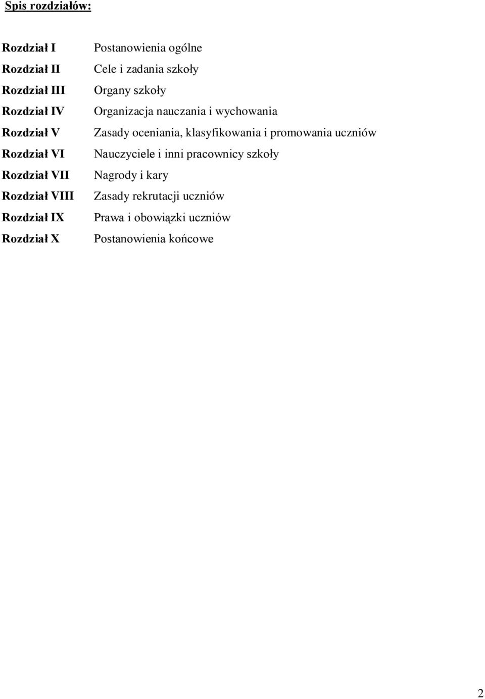 Organizacja nauczania i wychowania Zasady oceniania, klasyfikowania i promowania uczniów Nauczyciele i