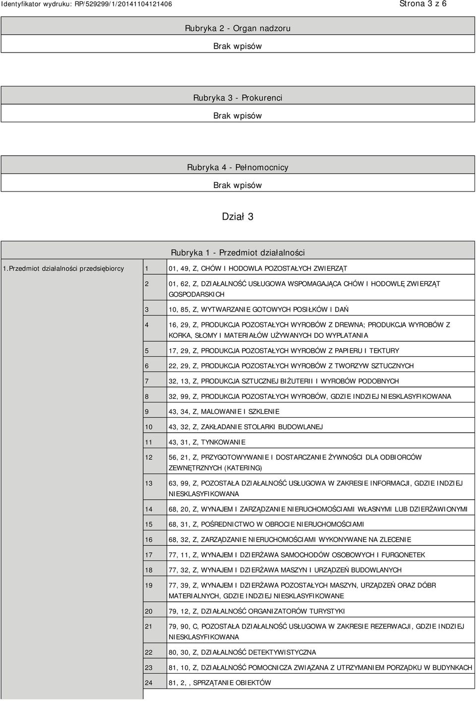 GOTOWYCH POSIŁKÓW I DAŃ 4 16, 29, Z, PRODUKCJA POZOSTAŁYCH WYROBÓW Z DREWNA; PRODUKCJA WYROBÓW Z KORKA, SŁOMY I MATERIAŁÓW UŻYWANYCH DO WYPLATANIA 5 17, 29, Z, PRODUKCJA POZOSTAŁYCH WYROBÓW Z PAPIERU