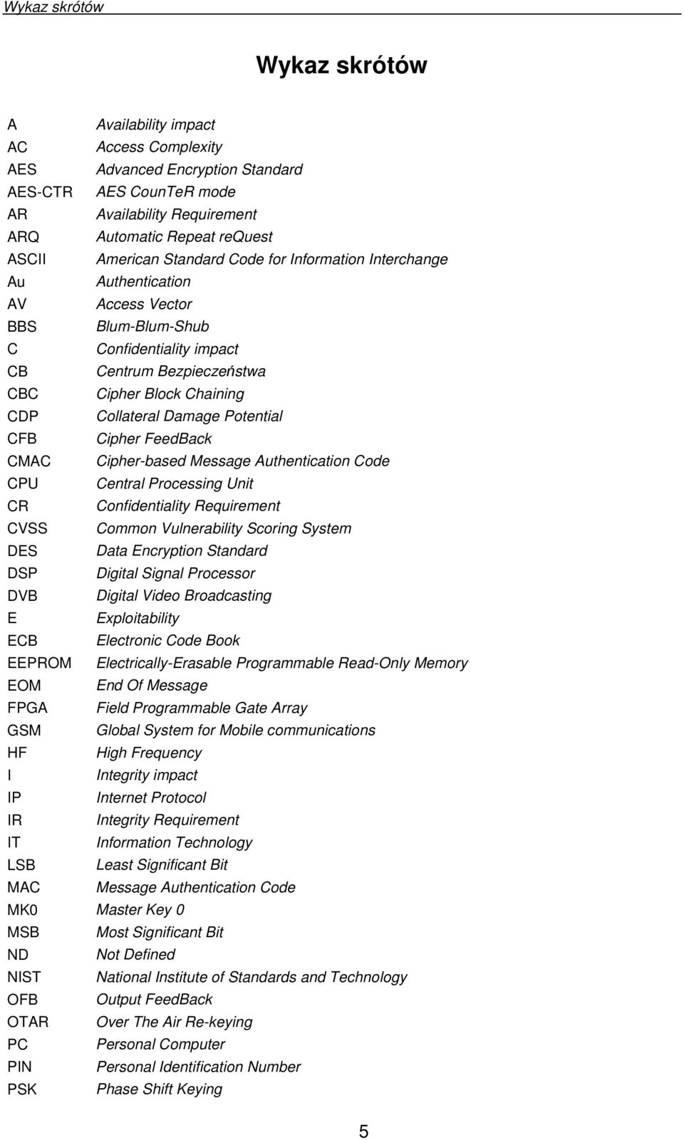 Damage Potential CFB Cipher FeedBack CMAC Cipher-based Message Authentication Code CPU Central Processing Unit CR Confidentiality Requirement CVSS Common Vulnerability Scoring System DES Data