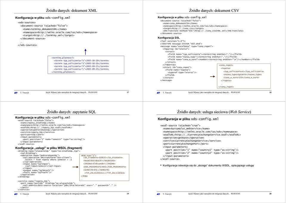 typ_zaliczenia="p">2005-09-25</termin> <termin typ_zaliczenia="l">2005-09-25</termin> </terminy_platnosci> 17 Konfiguracja w pliku xds-config.