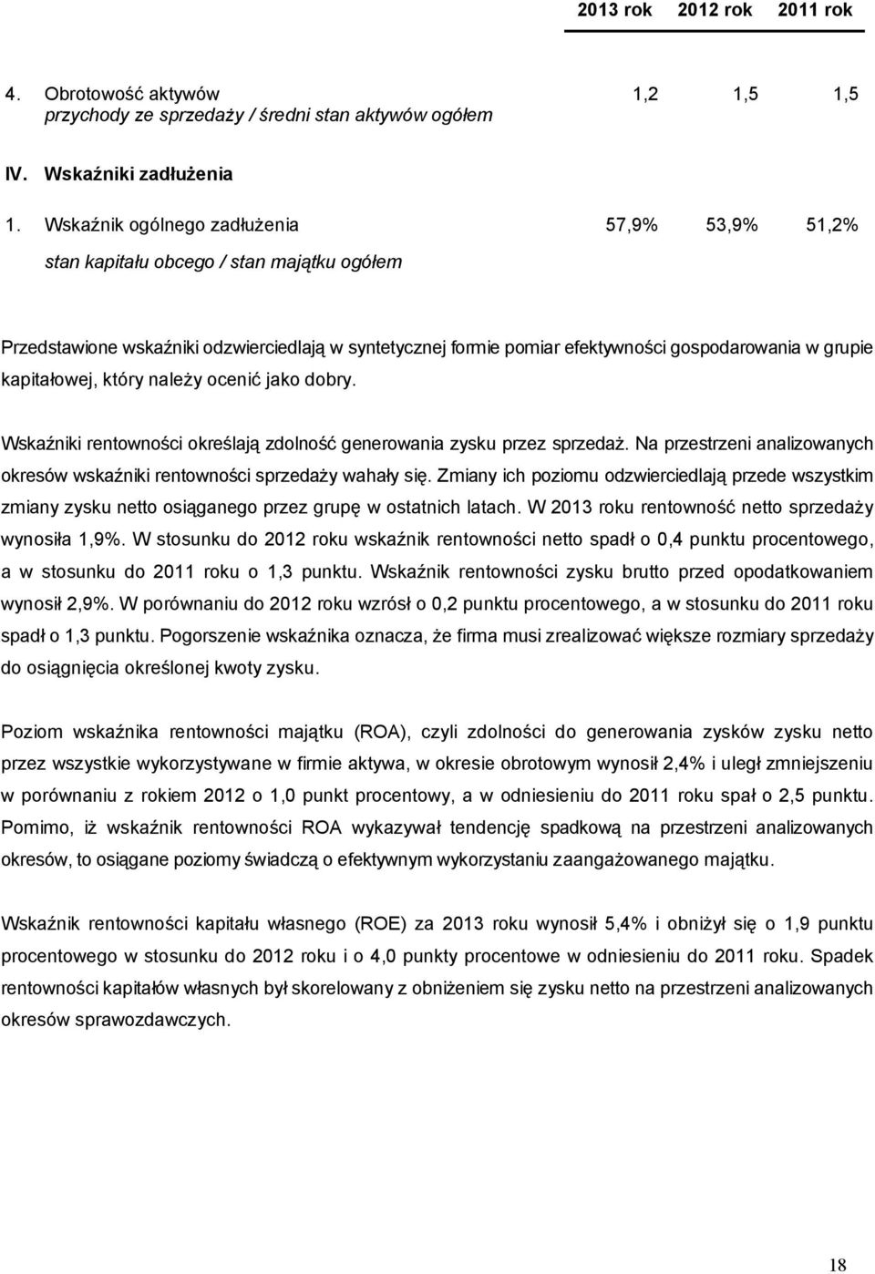 kapitałowej, który należy ocenić jako dobry. Wskaźniki rentowności określają zdolność generowania zysku przez sprzedaż. Na przestrzeni analizowanych okresów wskaźniki rentowności sprzedaży wahały się.