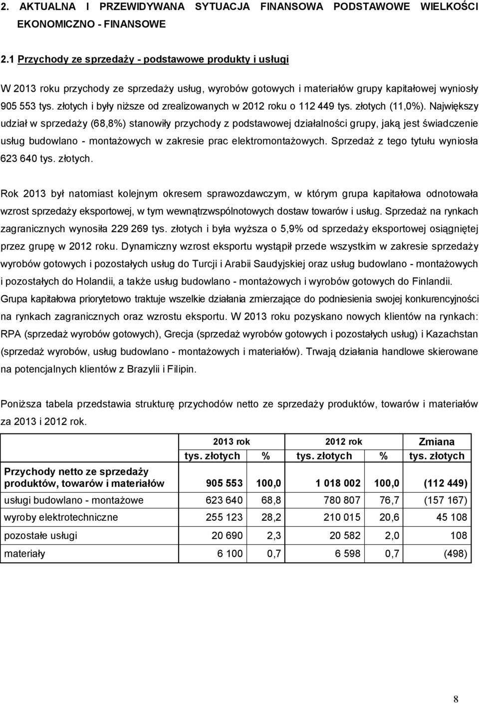 złotych i były niższe od zrealizowanych w 2012 roku o 112 449 tys. złotych (11,0%).