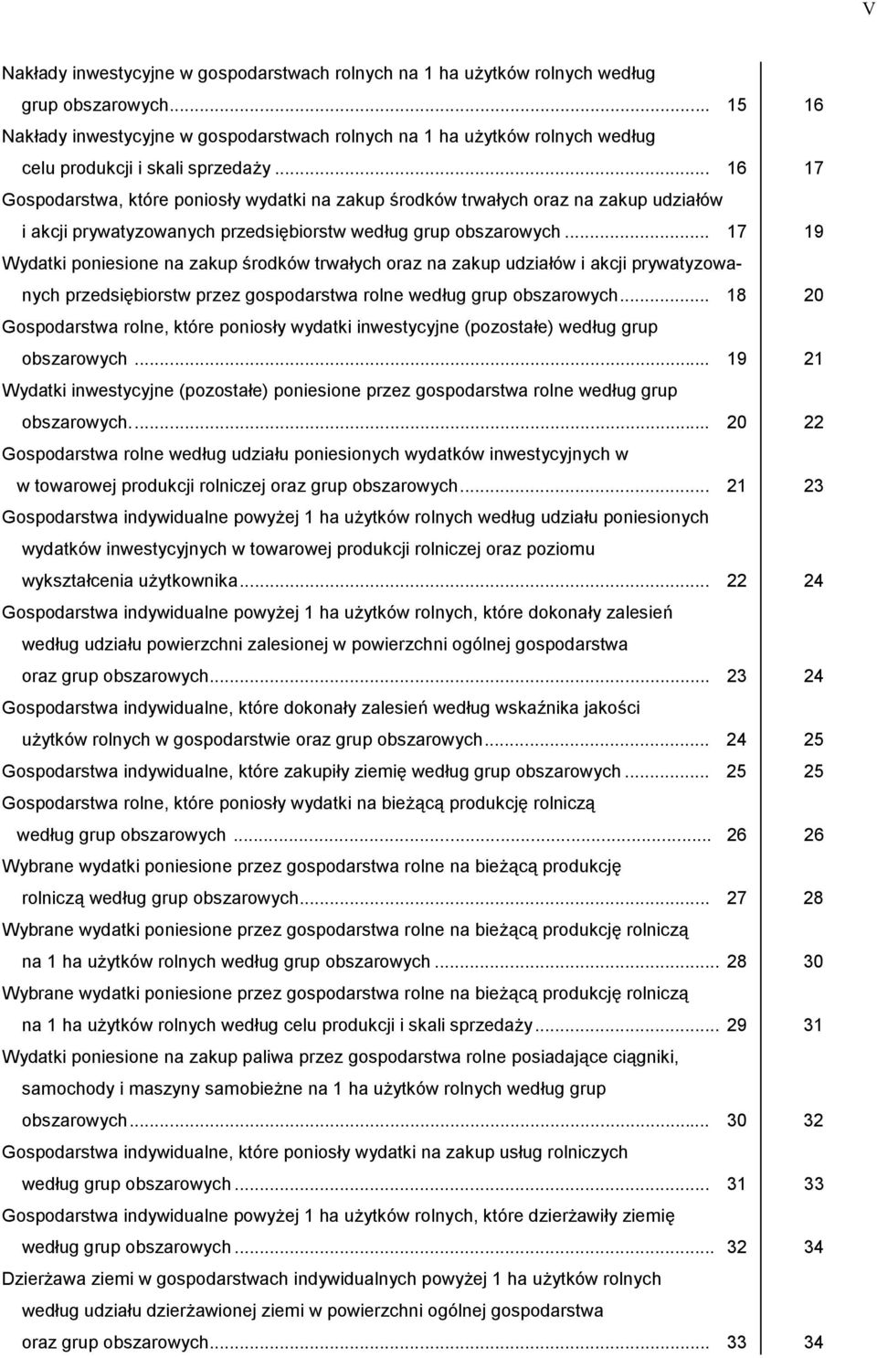 .. 16 17 Gospodarstwa, które poniosły wydatki na zakup środków trwałych oraz na zakup udziałów i akcji prywatyzowanych przedsiębiorstw według grup obszarowych.