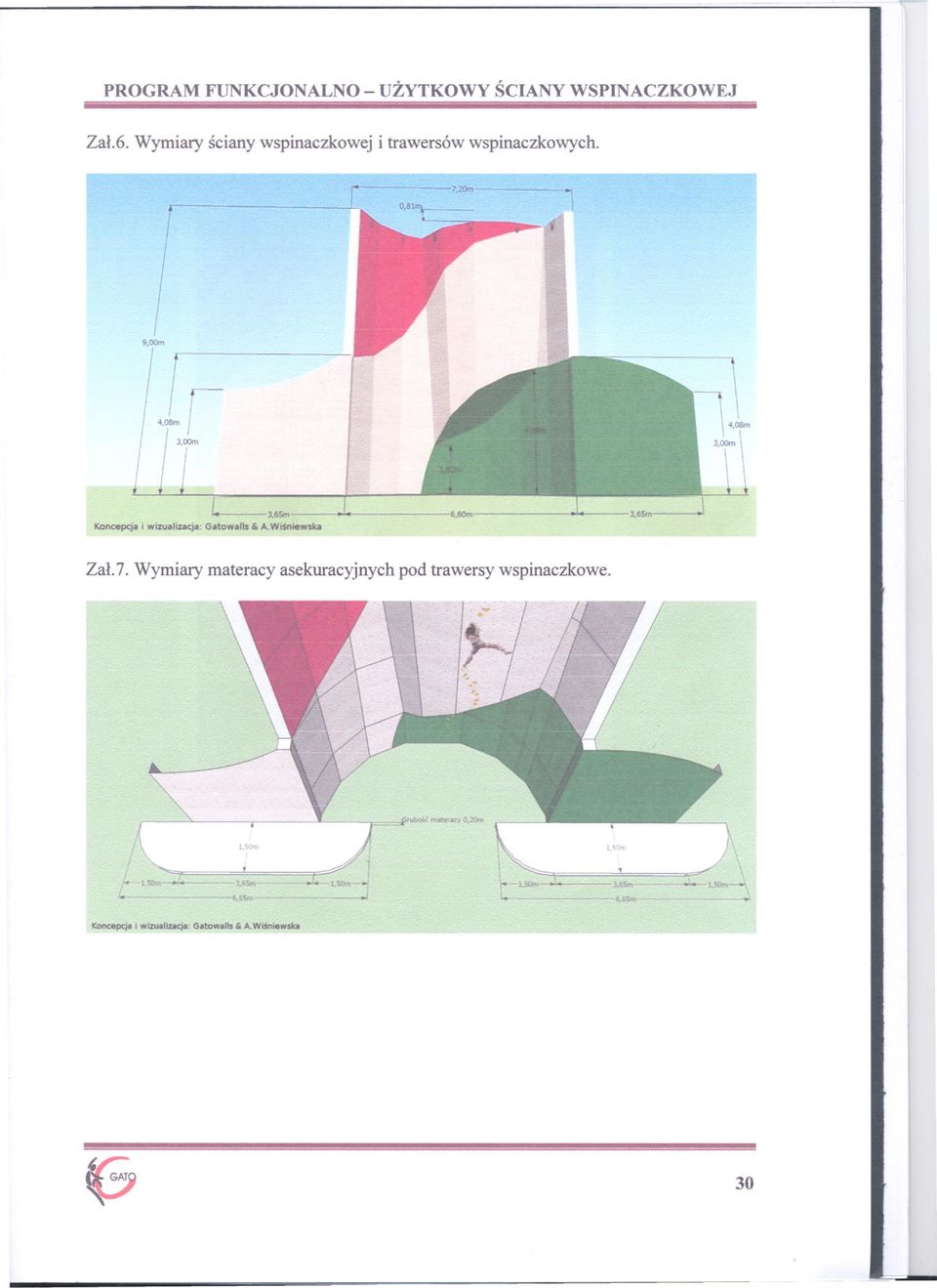 Zal7 Wymiaymateacy asekuacyjnych pod tawesywspinaczkowe 150m i 1,50m 1,SOm - "<",=,,',,," 6Sn-