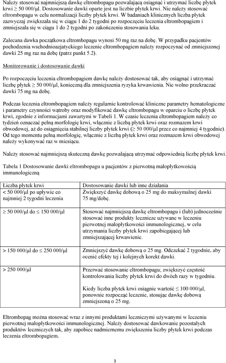 W badaniach klinicznych liczba płytek zazwyczaj zwiększała się w ciągu 1 do 2 tygodni po rozpoczęciu leczenia eltrombopagiem i zmniejszała się w ciągu 1 do 2 tygodni po zakończeniu stosowania leku.