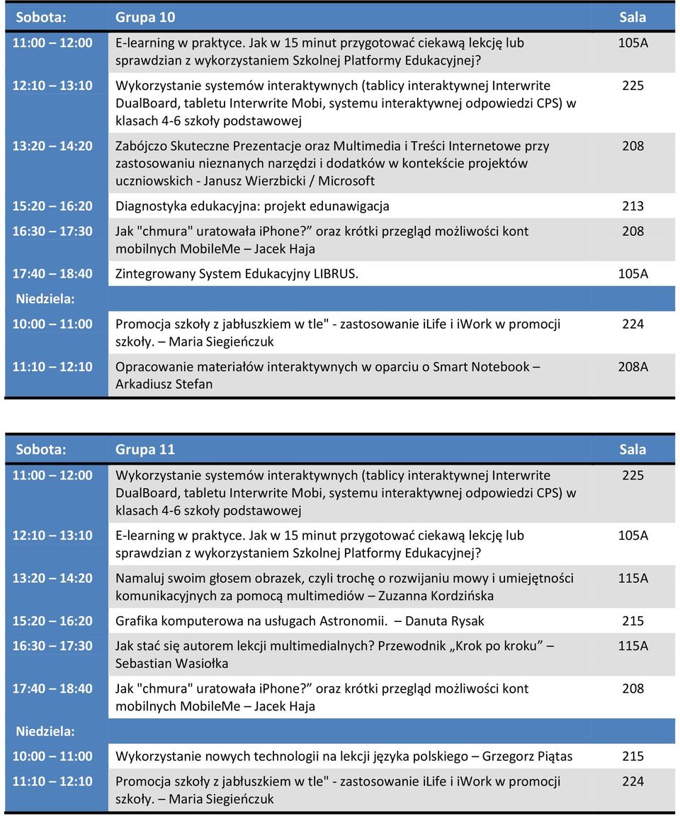 zastosowaniu nieznanych narzędzi i dodatków w kontekście projektów uczniowskich - Janusz Wierzbicki / Microsoft 15:20 16:20 Diagnostyka edukacyjna: projekt edunawigacja 213 16:30 17:30 Jak "chmura"