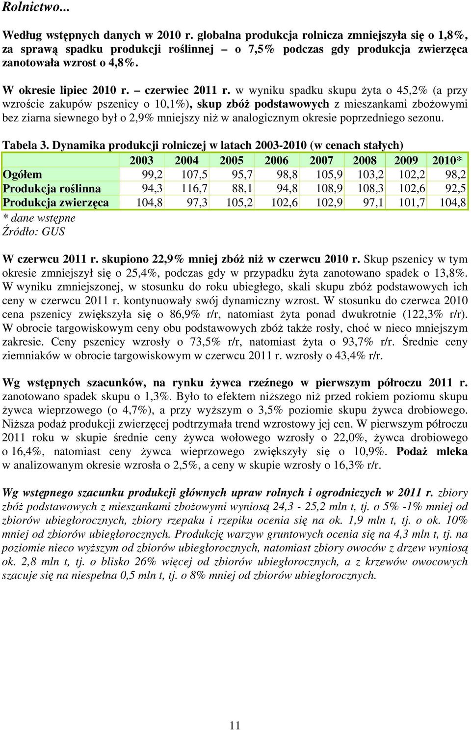 w wyniku spadku skupu Ŝyta o 45,2% (a przy wzroście zakupów pszenicy o 10,1%), skup zbóŝ podstawowych z mieszankami zboŝowymi bez ziarna siewnego był o 2,9% mniejszy niŝ w analogicznym okresie