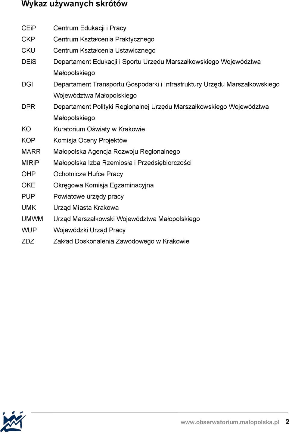 Regionalnej Urzędu Marszałkowskiego Województwa Małopolskiego Kuratorium Oświaty w Krakowie Komisja Oceny Projektów Małopolska Agencja Rozwoju Regionalnego Małopolska Izba Rzemiosła i