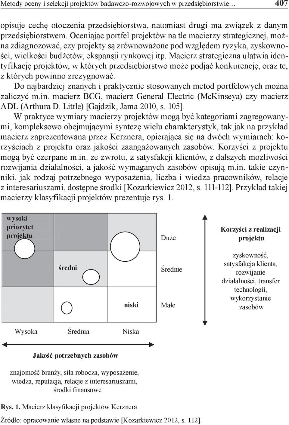 Macierz strategiczna ułatwia identyfikację projektów, w których przedsiębiorstwo może podjąć konkurencję, oraz te, z których powinno zrezygnować.