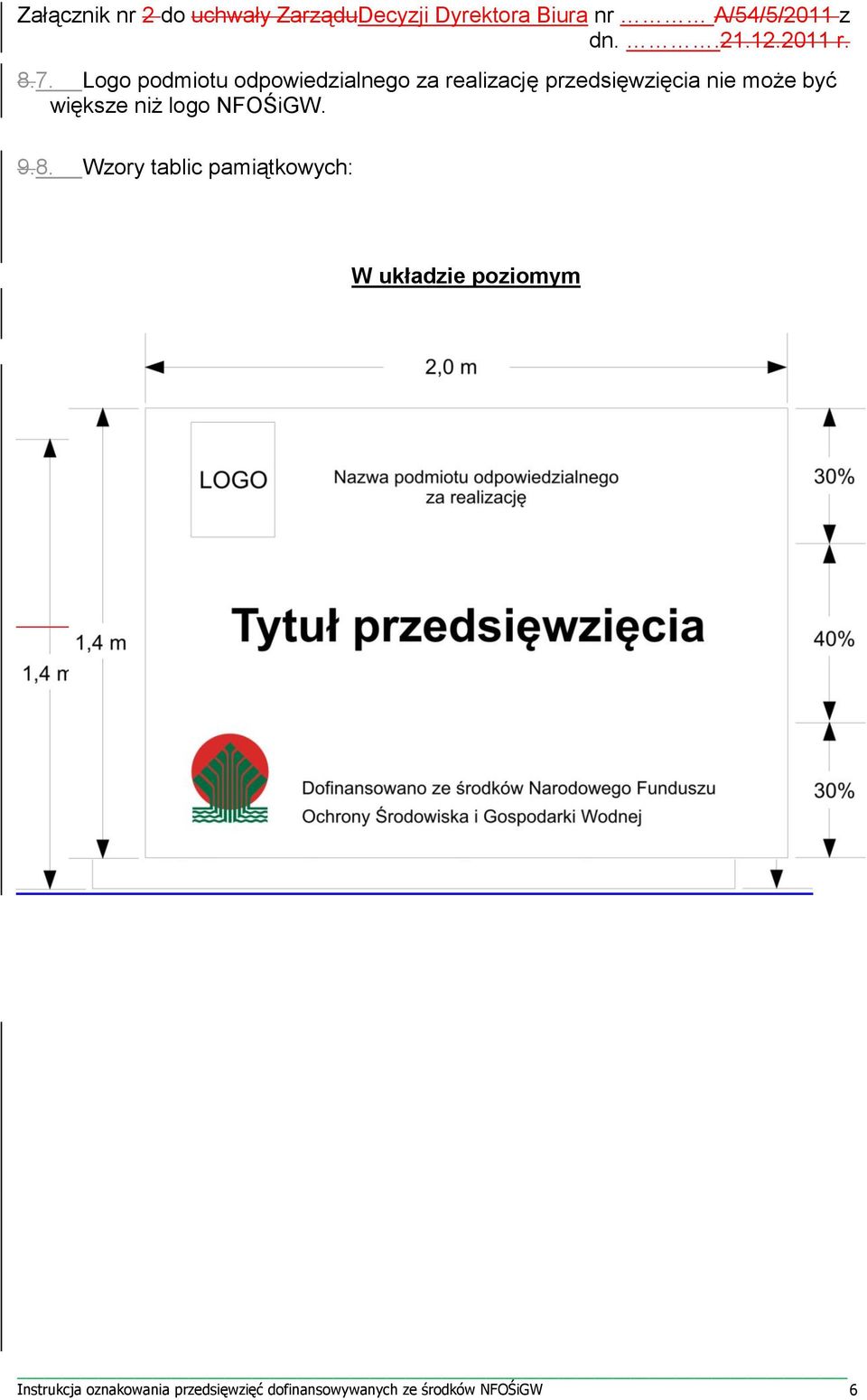 8. Wzory tablic pamiątkowych: W układzie poziomym