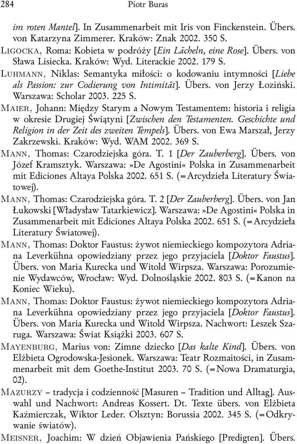 Warszawa: Scholar 2003. 225 S. Maier, Johann: Między Starym a Nowym Testamentem: historia i religia w okresie Drugiej Świątyni [Zwischen den Testamenten.