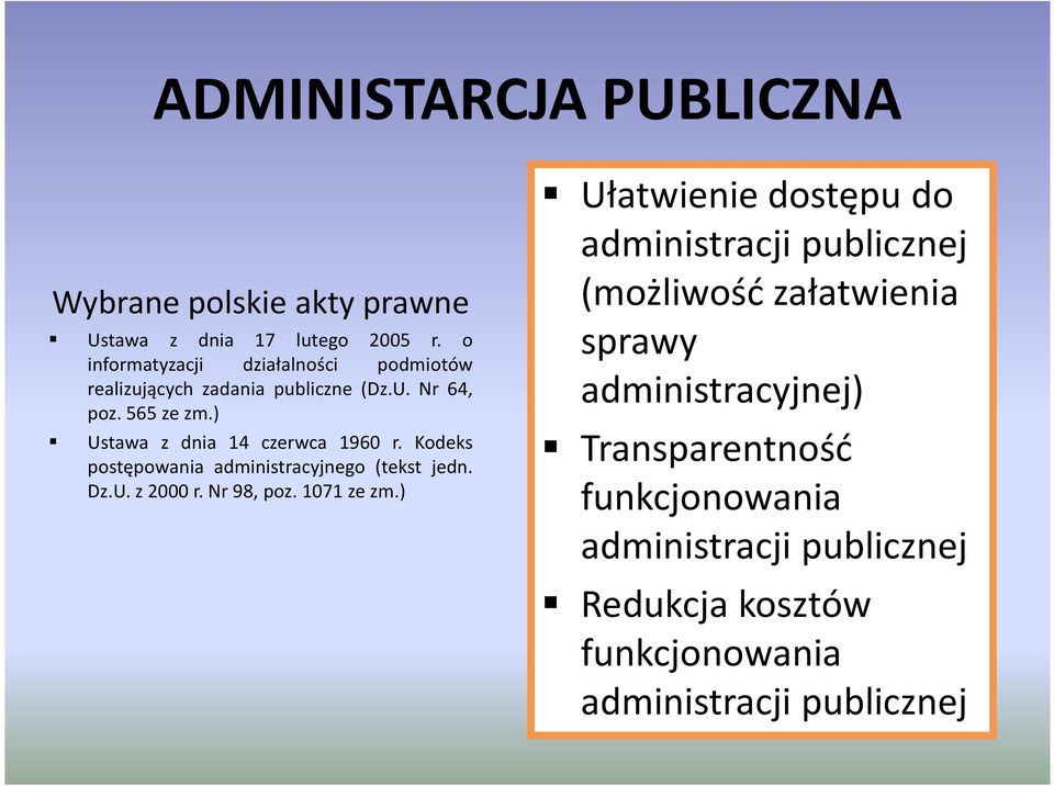 ) Ustawa z dnia 14 czerwca 1960 r. Kodeks postępowania administracyjnego (tekst jedn. Dz.U.z2000r.Nr98,poz.1071zezm.