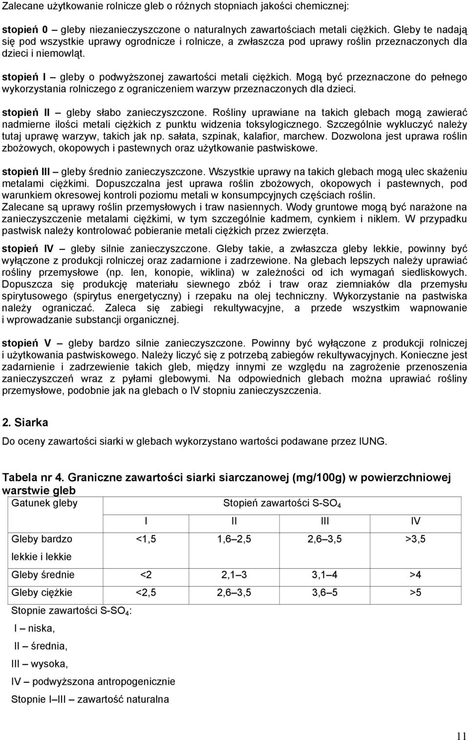 Mogą być przeznaczone do pełnego wykorzystania rolniczego z ograniczeniem warzyw przeznaczonych dla dzieci. stopień II gleby słabo zanieczyszczone.