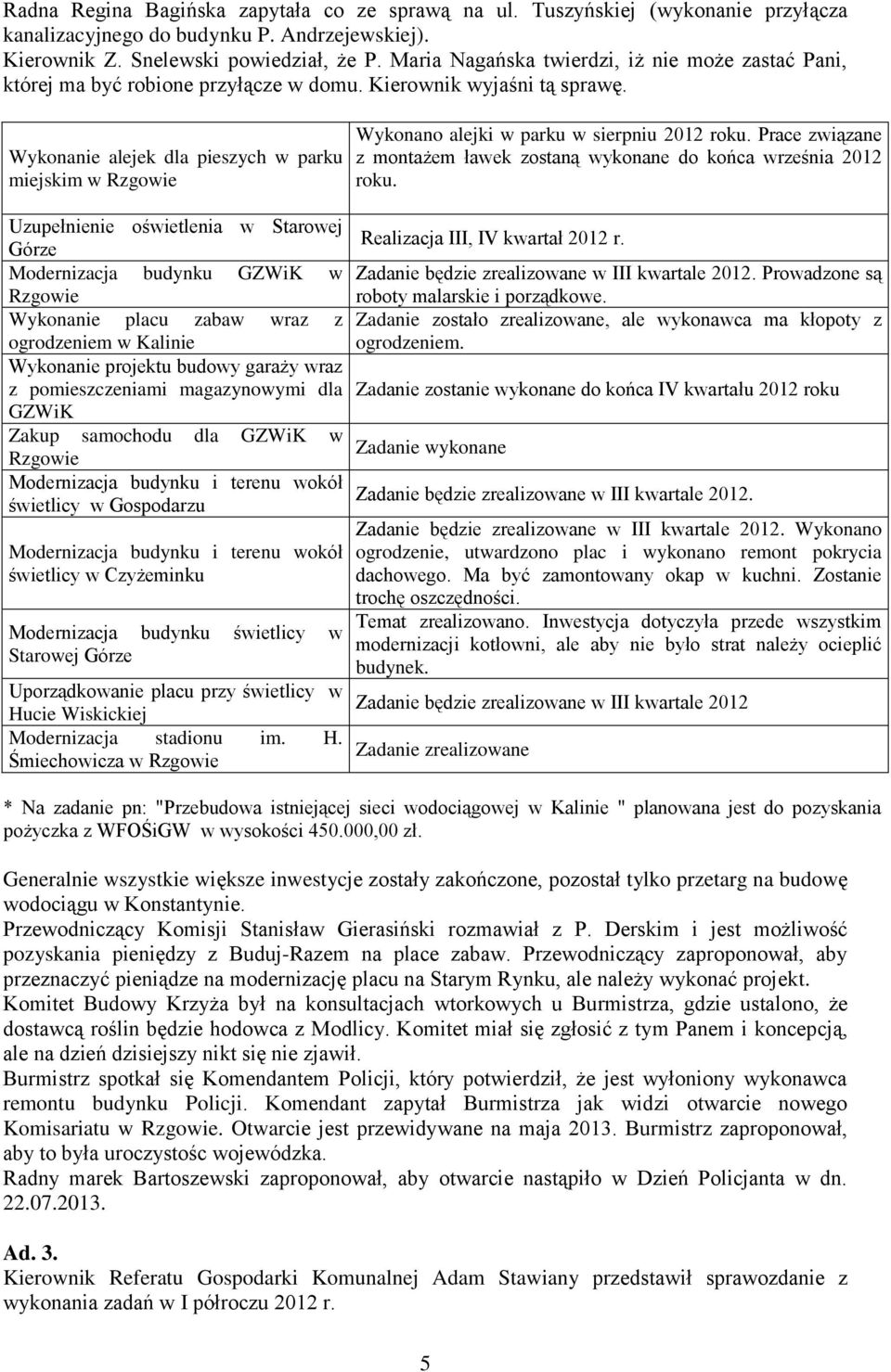 Wykonanie alejek dla pieszych w parku miejskim w Wykonano alejki w parku w sierpniu 2012 roku. Prace związane z montażem ławek zostaną wykonane do końca września 2012 roku.