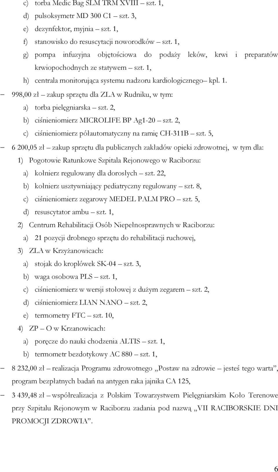 2, b) ciśnieniomierz MICROLIFE BP Ag1-20 szt. 2, c) ciśnieniomierz półautomatyczny na ramię CH-311B szt.