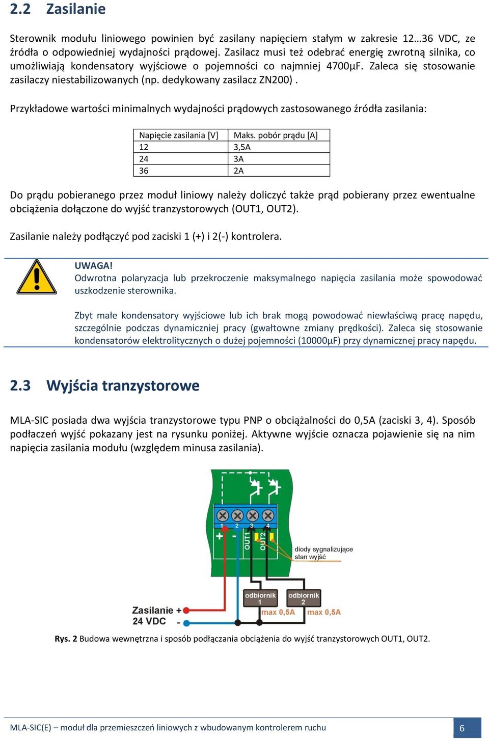 dedykowany zasilacz ZN200). Przykładowe wartości minimalnych wydajności prądowych zastosowanego źródła zasilania: Napięcie zasilania [V] Maks.