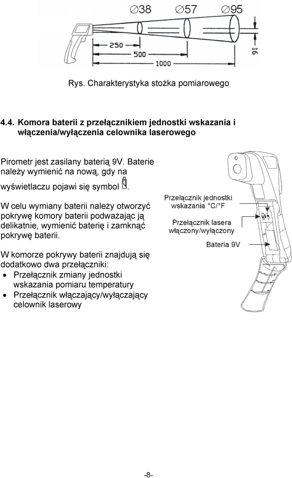 Baterie należy wymienić na nową, gdy na wyświetlaczu pojawi się symbol.