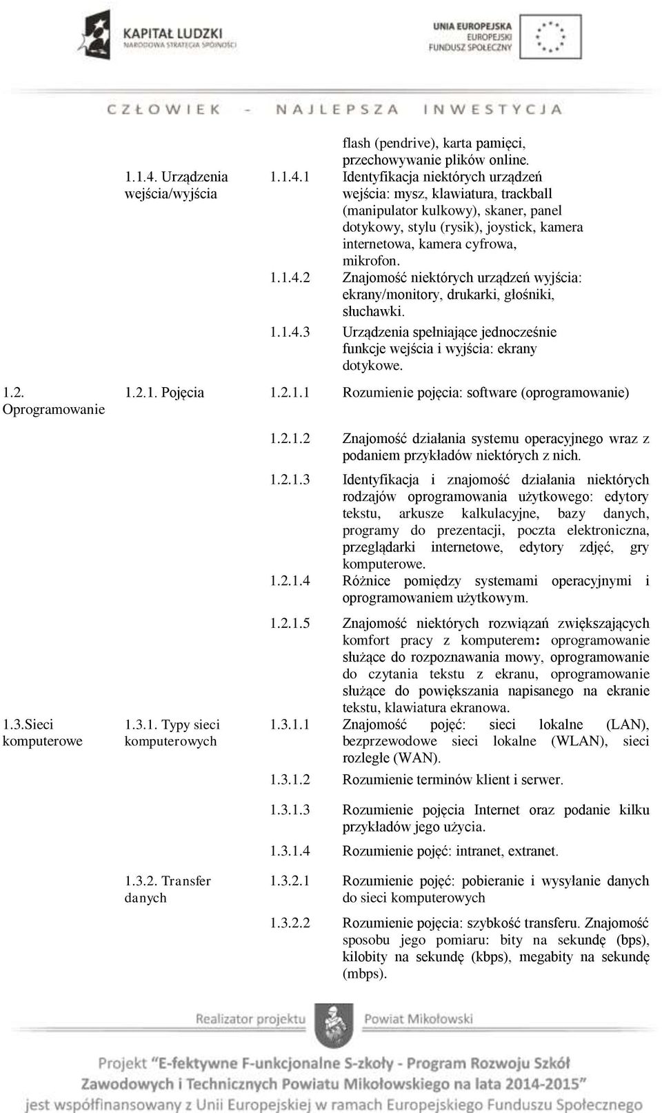 1 Identyfikacja niektórych urządzeń wejścia: mysz, klawiatura, trackball (manipulator kulkowy), skaner, panel dotykowy, stylu (rysik), joystick, kamera internetowa, kamera cyfrowa, mikrofon. 1.1.4.