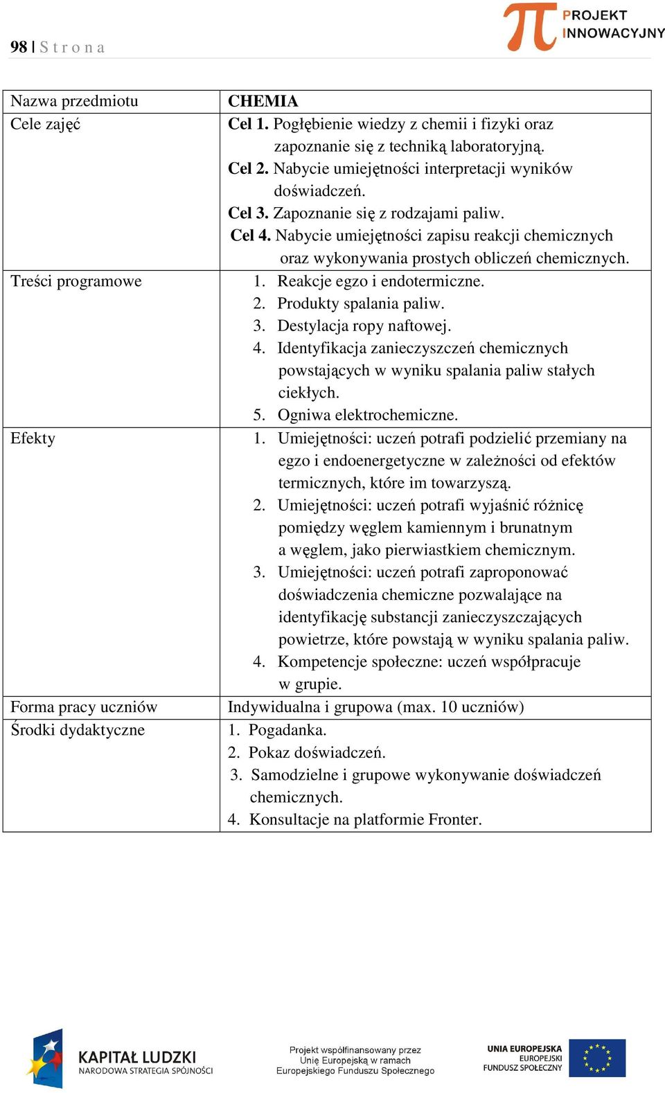 Nabycie umiejętności zapisu reakcji chemicznych oraz wykonywania prostych obliczeń chemicznych. 1. Reakcje egzo i endotermiczne. 2. Produkty spalania paliw. 3. Destylacja ropy naftowej. 4.