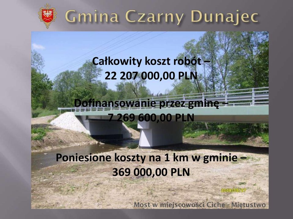 PLN Poniesione koszty na 1 km w gminie 369