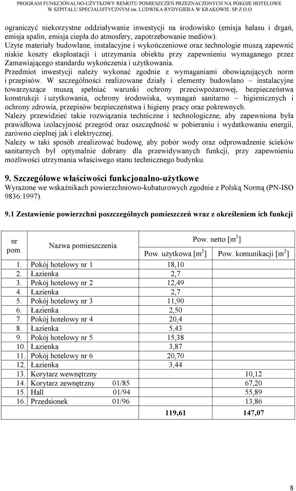 wykończenia i użytkowania. Przedmiot inwestycji należy wykonać zgodnie z wymaganiami obowiązujących norm i przepisów.