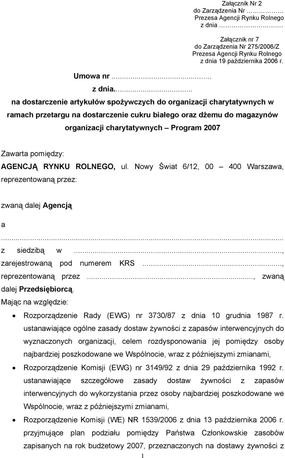 19 października 2006 r. Umowa nr... z dnia.