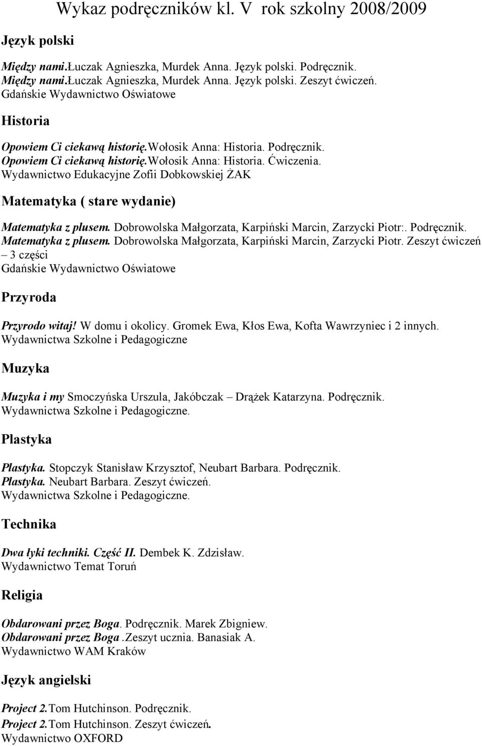 Dobrowolska Małgorzata, Karpiński Marcin, Zarzycki Piotr:. Podręcznik. Matematyka z plusem. Dobrowolska Małgorzata, Karpiński Marcin, Zarzycki Piotr. Zeszyt ćwiczeń 3 części Przyrodo witaj!