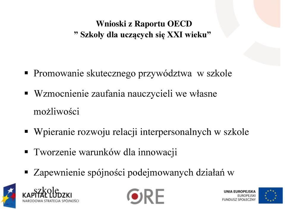 własne możliwości Wpieranie rozwoju relacji interpersonalnych w szkole