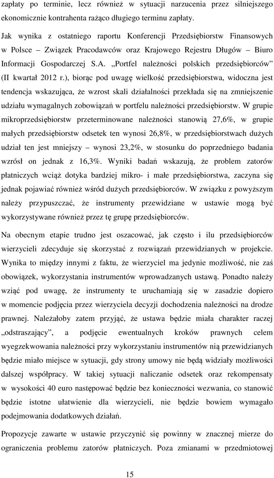 Portfel należności polskich przedsiębiorców (II kwartał 2012 r.