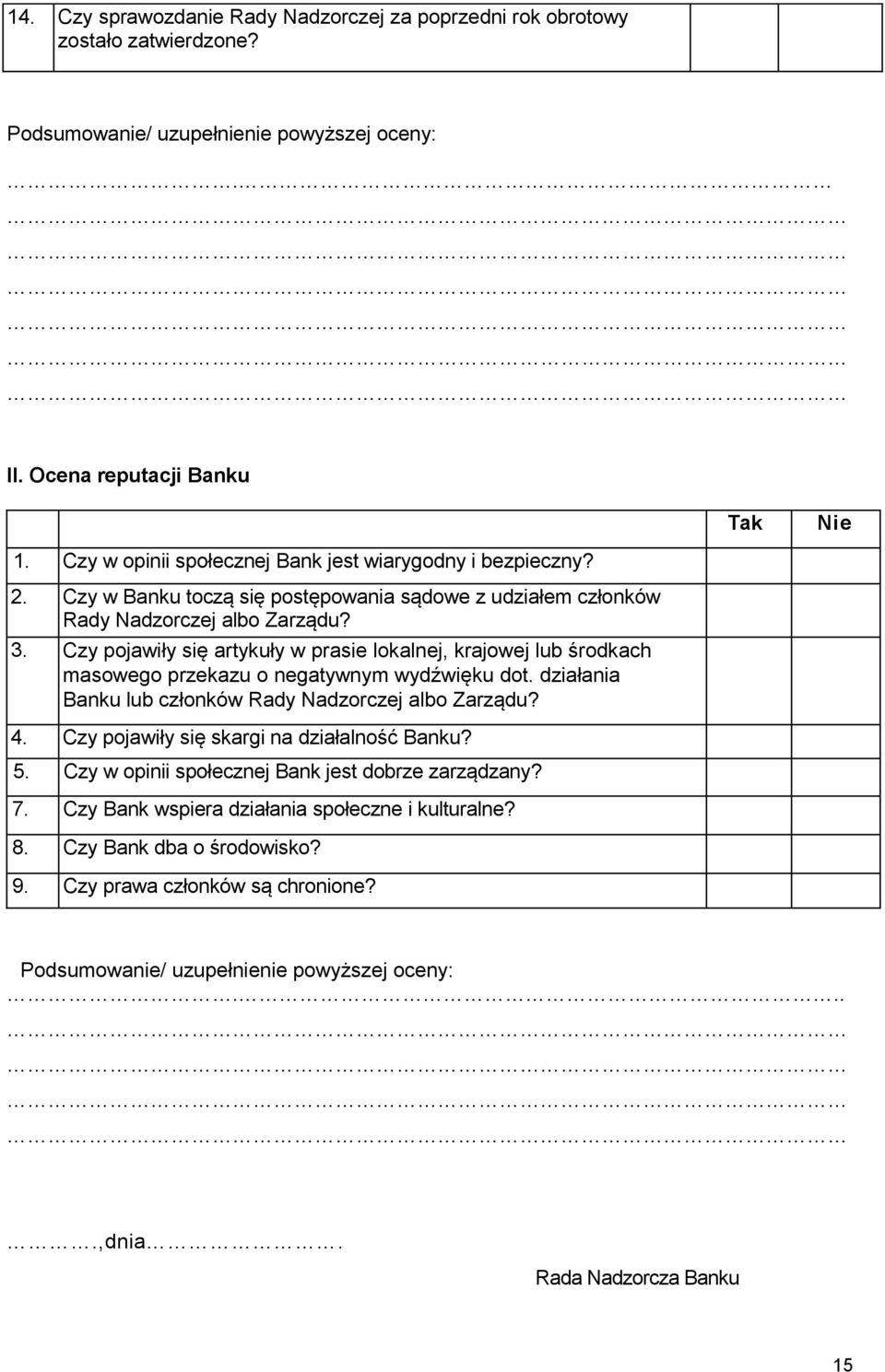Czy pojawiły się artykuły w prasie lokalnej, krajowej lub środkach masowego przekazu o negatywnym wydźwięku dot. działania Banku lub członków Rady Nadzorczej albo Zarządu? 4.