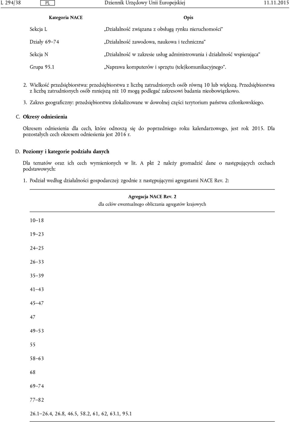 działalność wspierająca Grupa 95.1 Naprawa komputerów i sprzętu (tele)komunikacyjnego. 2. Wielkość przedsiębiorstwa: przedsiębiorstwa z liczbą zatrudnionych osób równą 10 lub większą.