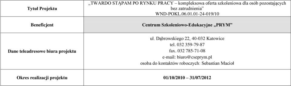 Dąbrowskiego 22, 40-032 Katowice tel. 032 359-79-87 fax.