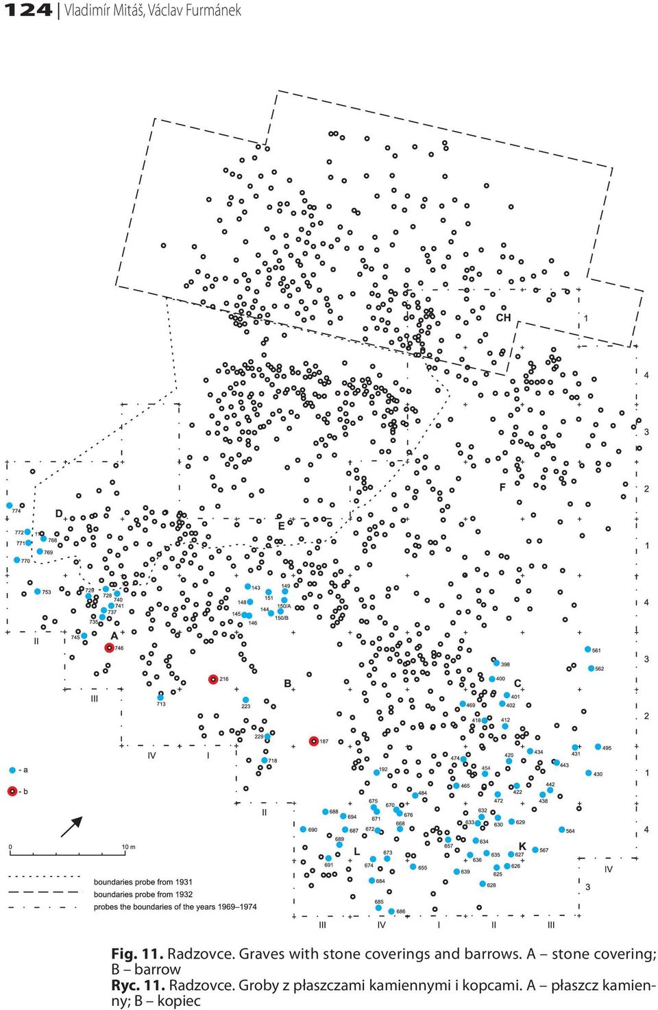 A stone covering; B barrow Ryc. 11. Radzovce.