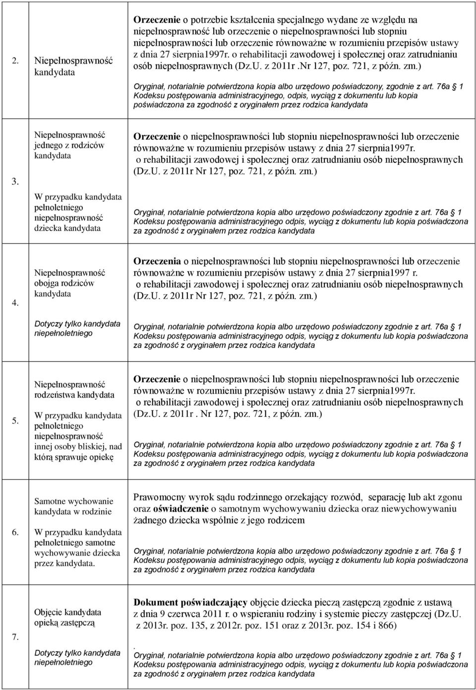 ) Oryginał, notarialnie potwierdzona kopia albo urzędowo poświadczony, zgodnie z art. 76a 1 Kodeksu postępowania administracyjnego, odpis, wyciąg z dokumentu lub kopia poświadczona 3.