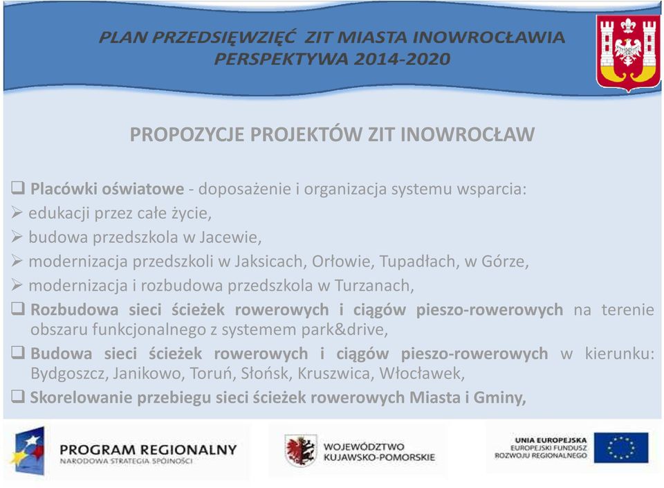 ścieżek rowerowych i ciągów pieszo-rowerowych na terenie obszaru funkcjonalnego z systemem park&drive, Budowa sieci ścieżek rowerowych i ciągów